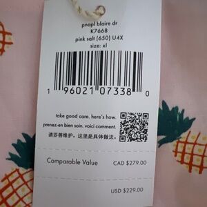Kate Spade Blaire Pink Pineapple Print Dress, XL